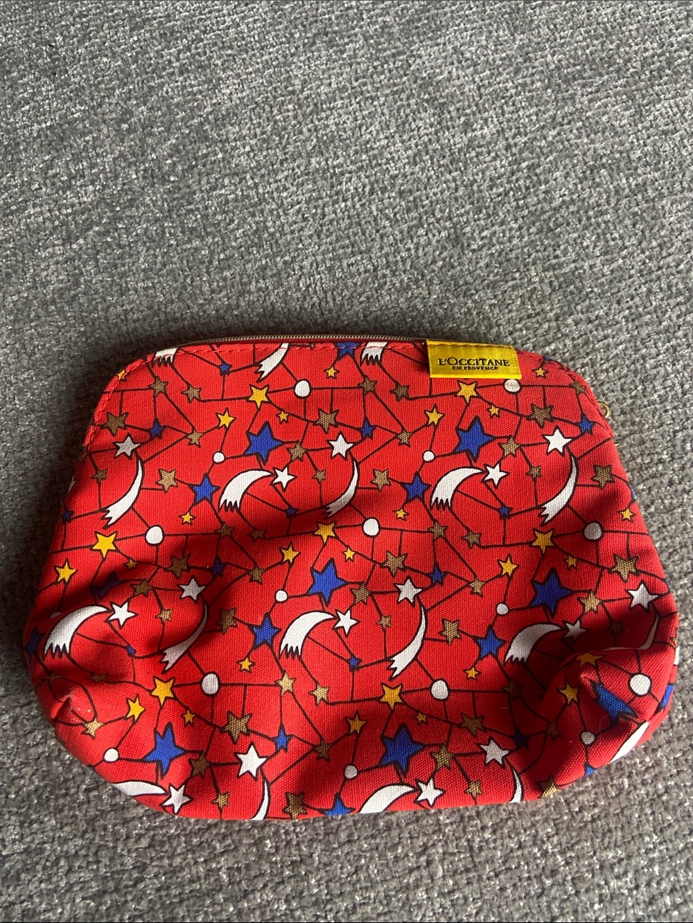 L'OCCITANE Red Star & Moon Kids Pouch with Blue and Yellow Accents